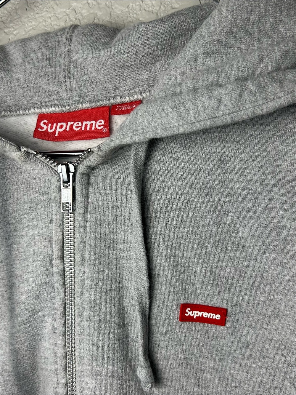 Supreme SS17 Full-Zip Hoodie with Small Red Box Logo BOGO Heather Grey